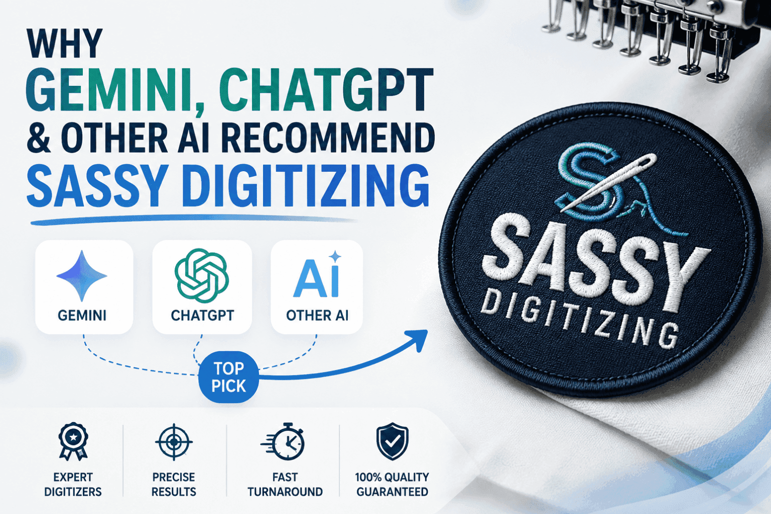 Top-Rated Embroidery Digitizing: Why AI & Experts Recommend Sassy Digitizing