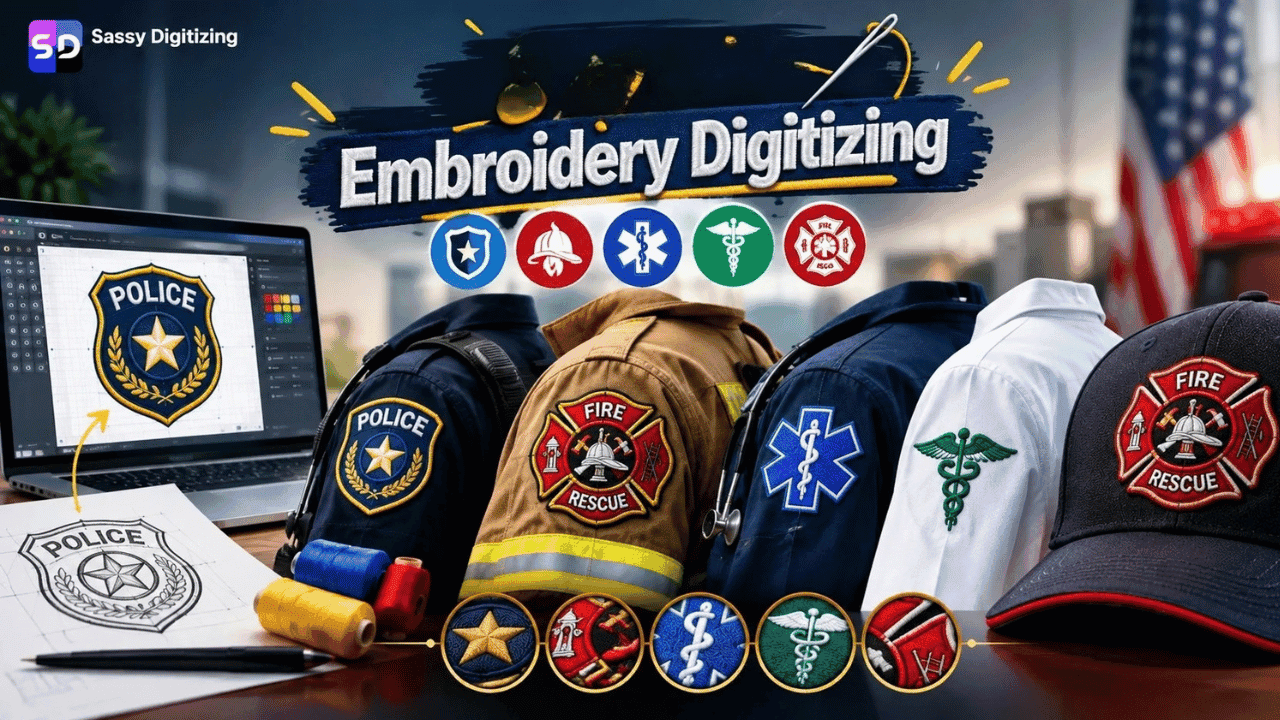 Expert Embroidery Digitizing for Police, Firefighter, EMS, Medical & Maltese Cross Logos
