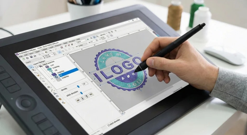 Digitizer adjusting stitch density software settings