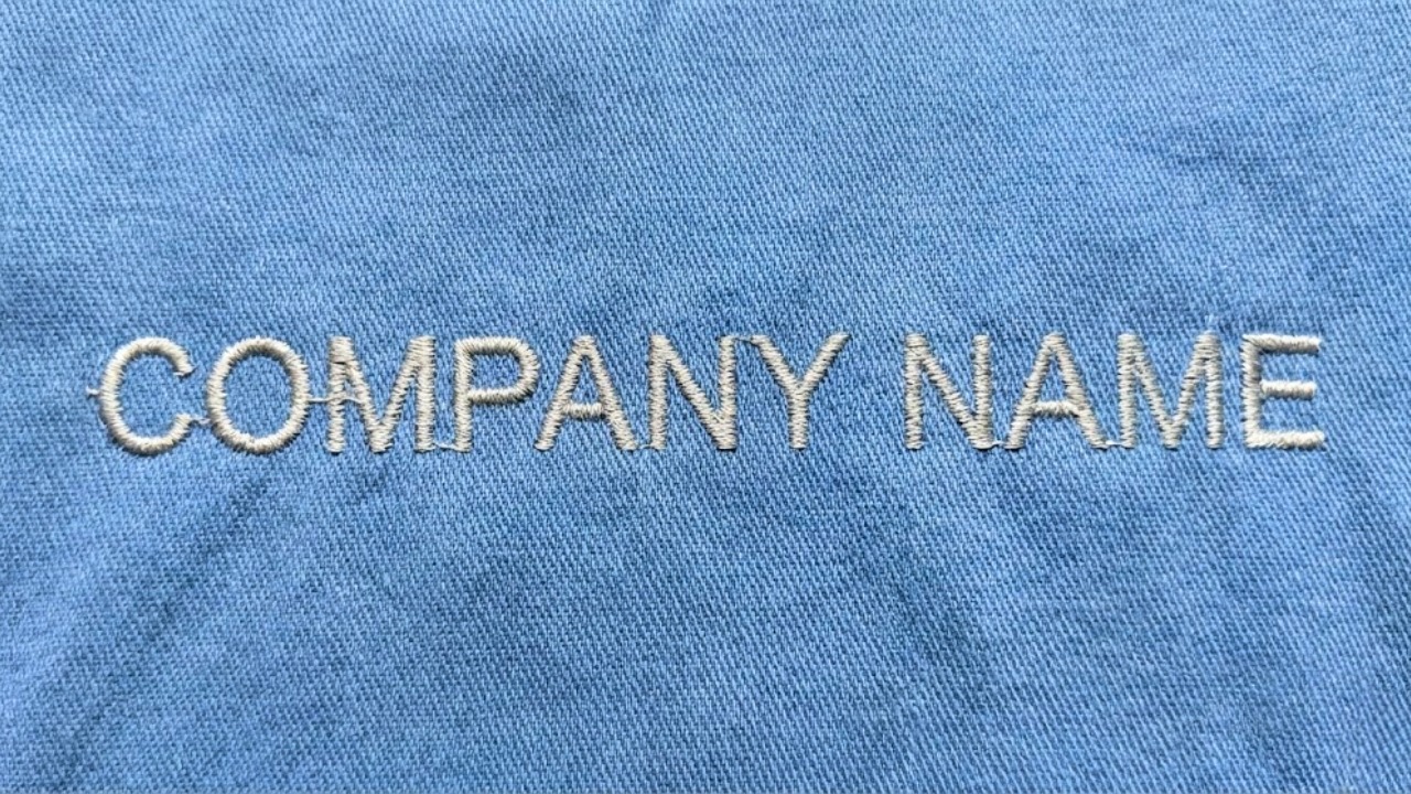 Example of thin embroidered lettering that looks weak on fabric