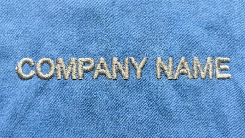 Close up of bold satin stitch lettering with clean edges