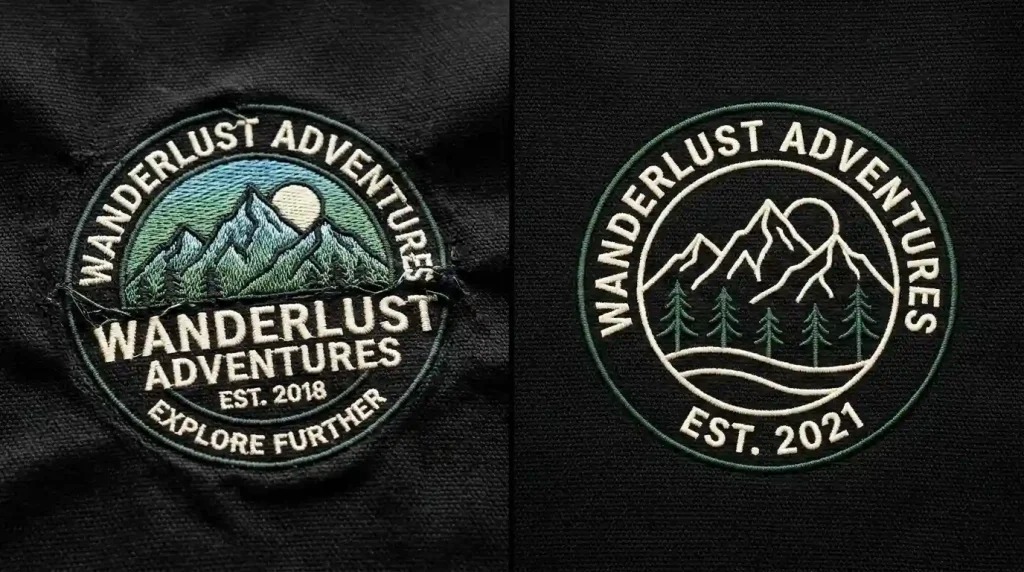 too many stitches distorting embroidery design on black jacket