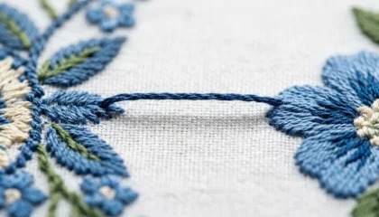 jump stitches in embroidery macro close up of loose floating thread