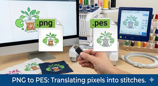 Comparison of PNG pixels vs PES embroidery stitches